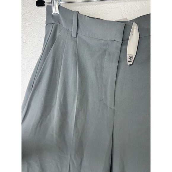 H&M Dress Pants Size 8 Gray Tapered High Rise Pleated Front Pockets New B1 NWTS - Picture 3 of 13